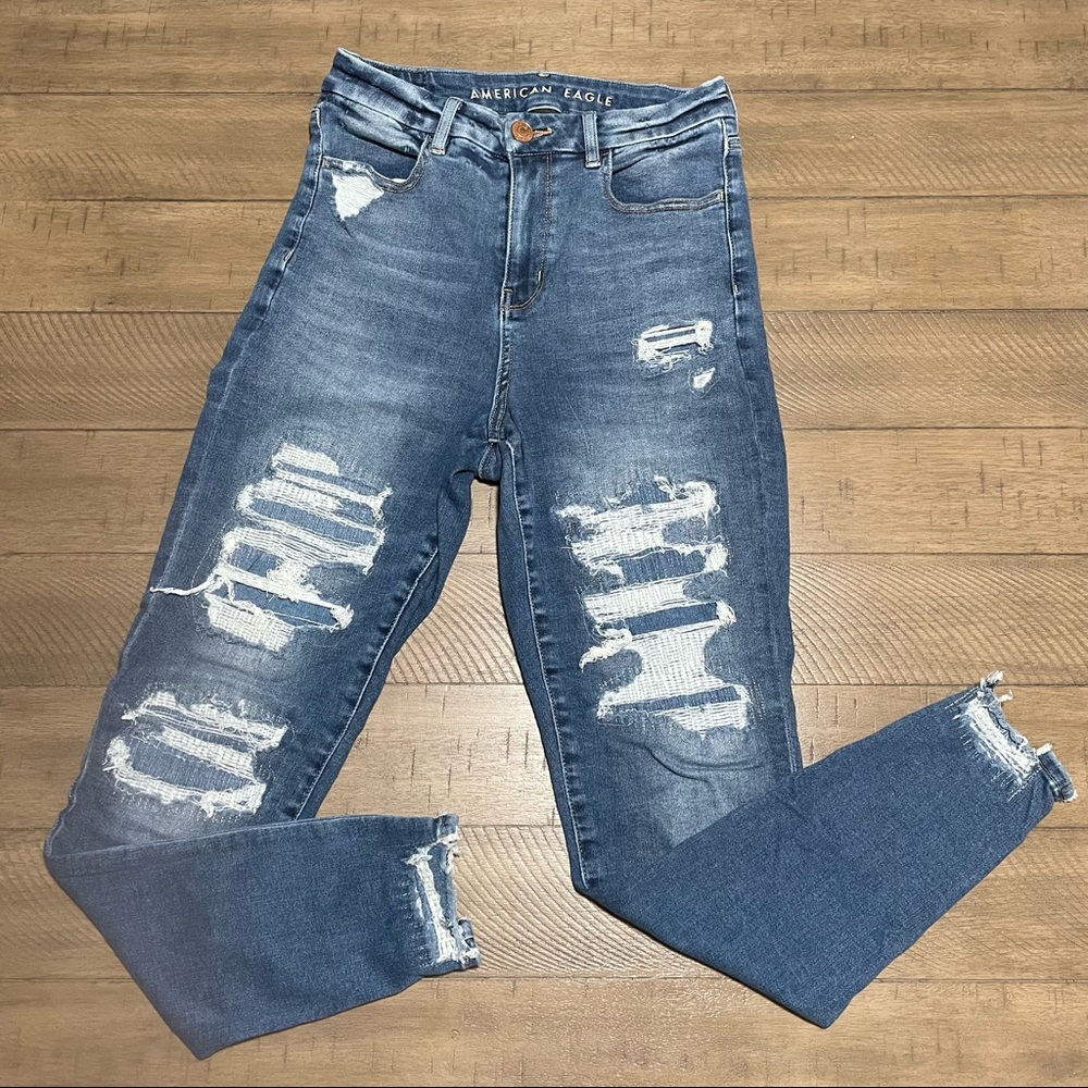 American Eagle Next Level Stretch High Rise Distressed Skinny Jeans